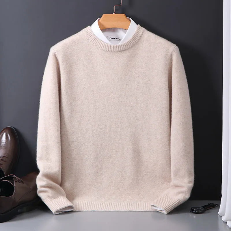 Men's Knitted Crew-Neck Jumper — Classic Pullover for Autumn & Winter