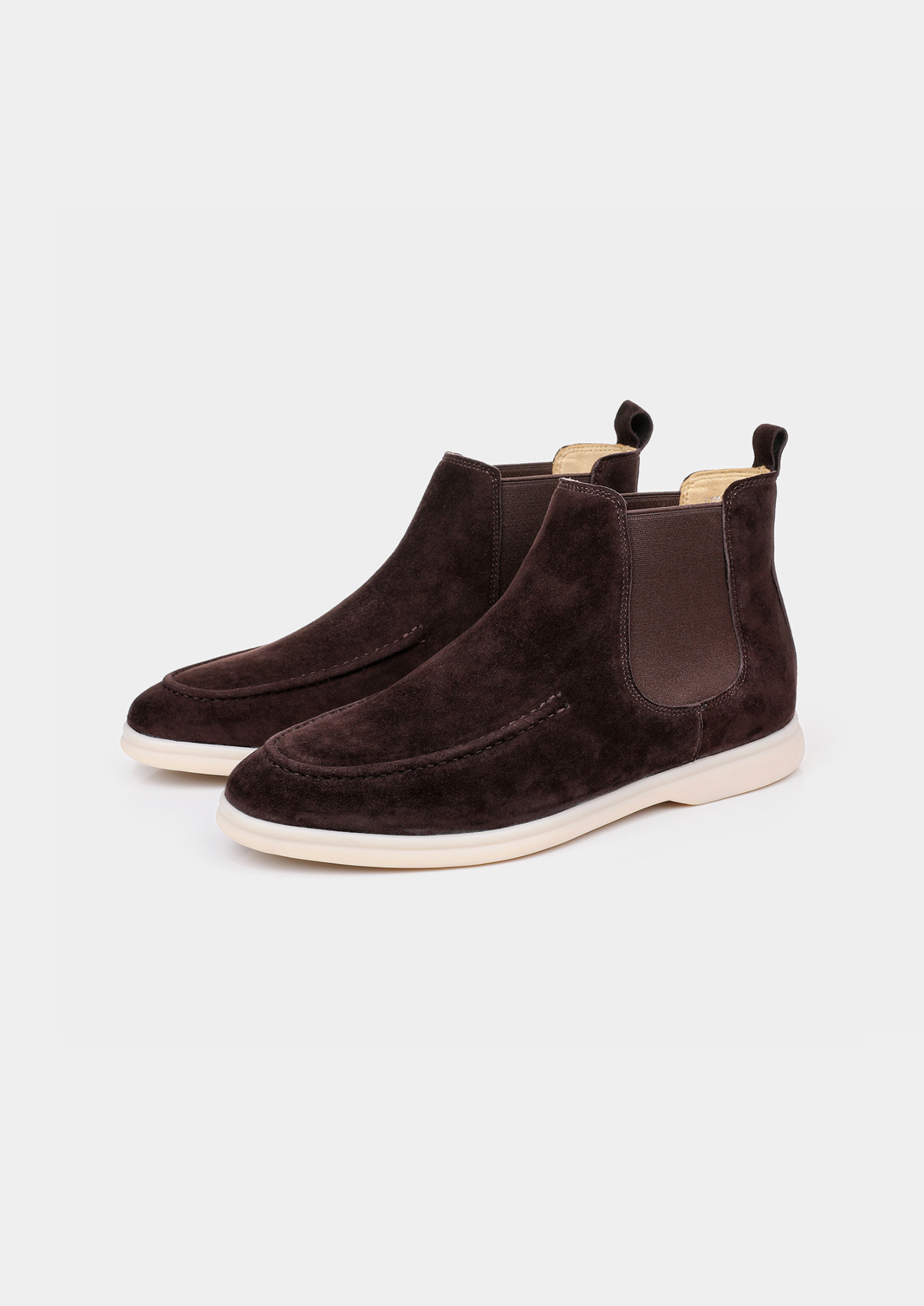 Chelsea Boot met Gestikte Mocassinneus en Crèmekleurige Zool Heren