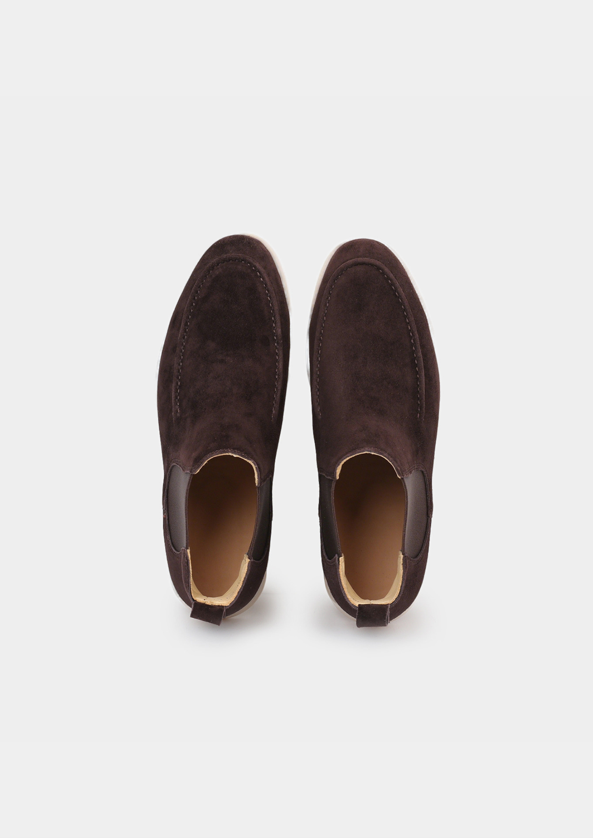 Chelsea Boot met Gestikte Mocassinneus en Crèmekleurige Zool Heren