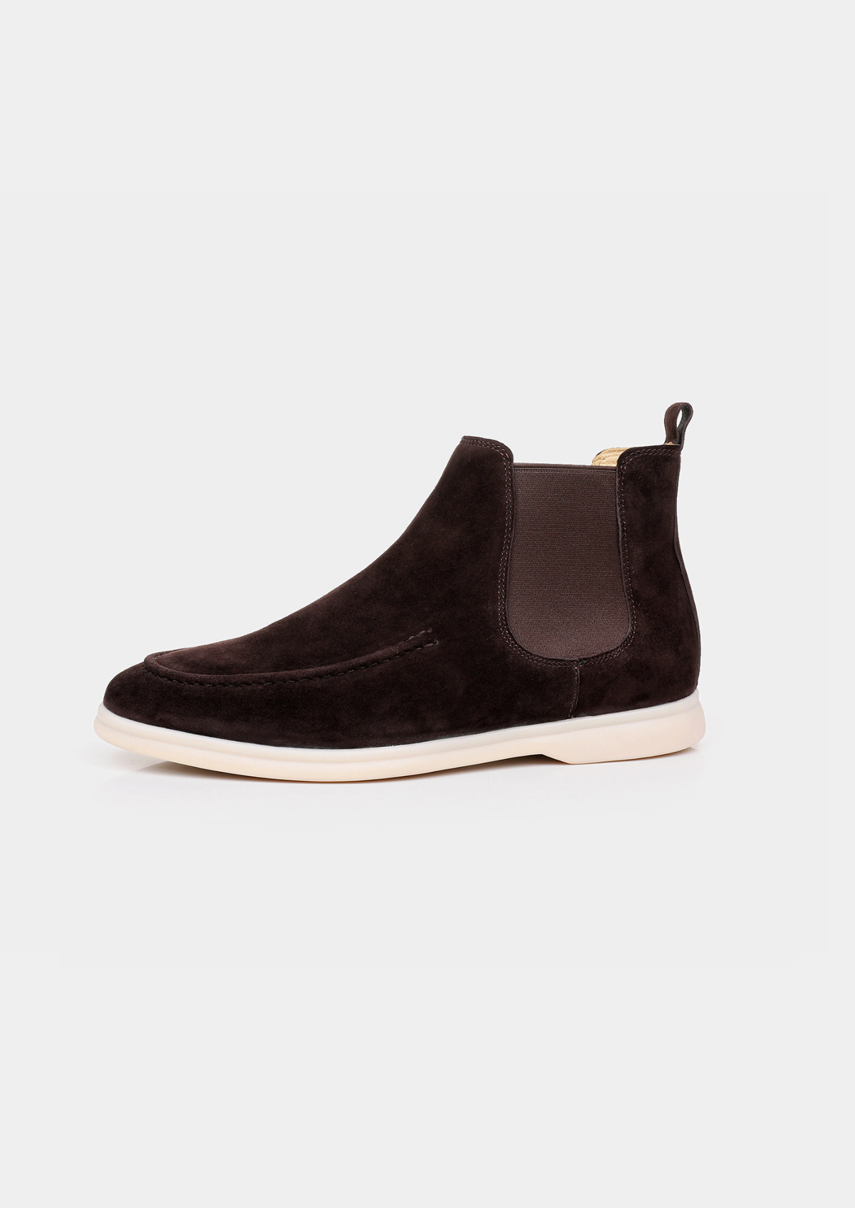 Chelsea Boot met Gestikte Mocassinneus en Crèmekleurige Zool Heren