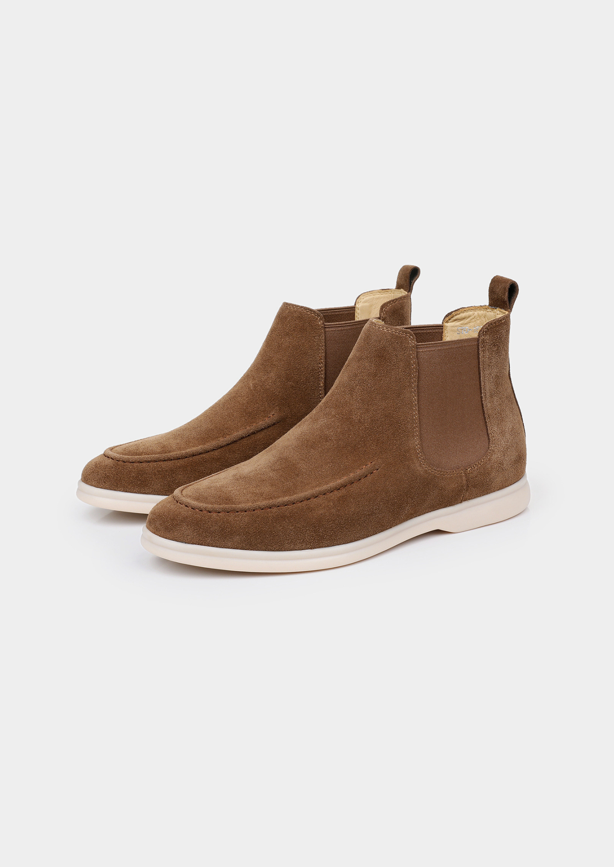 Chelsea Boot met Gestikte Mocassinneus en Crèmekleurige Zool Heren