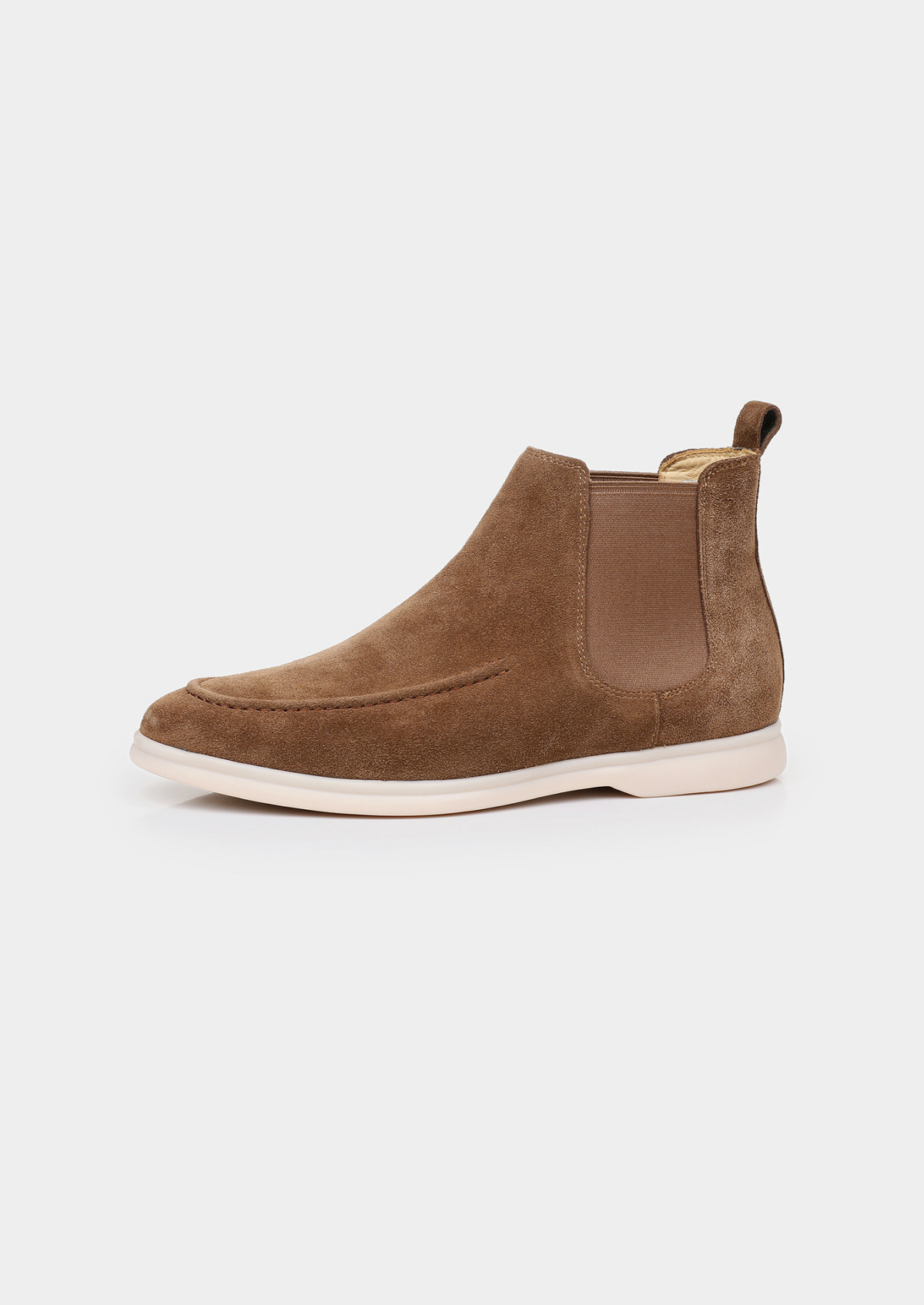 Chelsea Boot met Gestikte Mocassinneus en Crèmekleurige Zool Heren