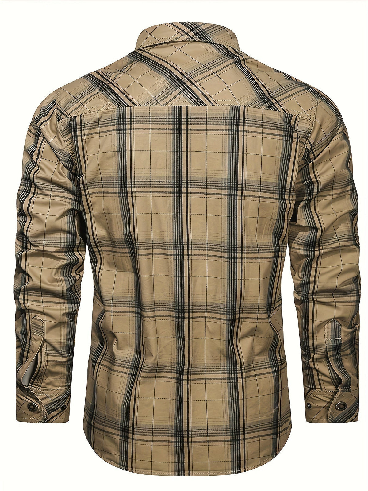Men's Check Shirt | Long Sleeve with Two Button-Flap Chest Pockets