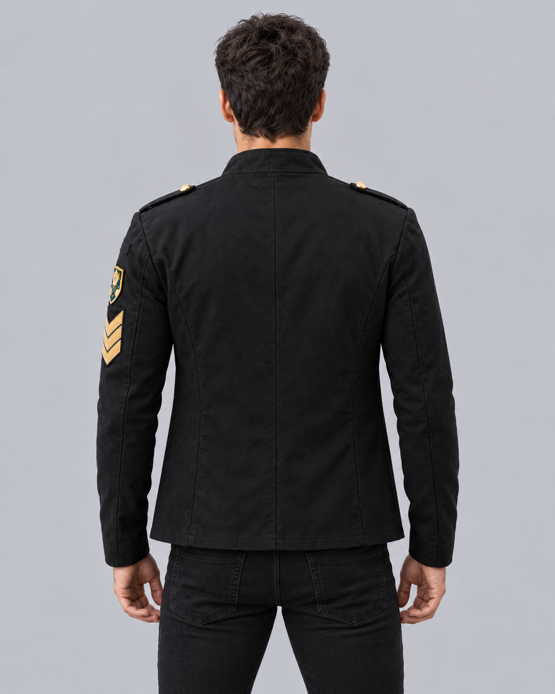 Men's Military-Inspired Jacket | Longsleeve with High Collar and Front-Zipper