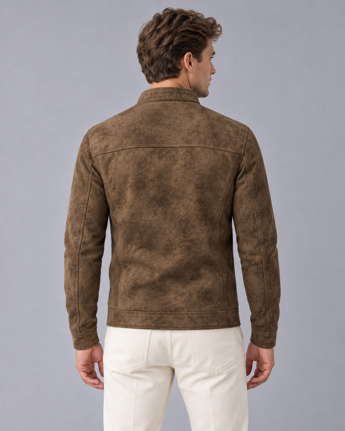 Men’s Casual Zip Up Leather Biker Jacket