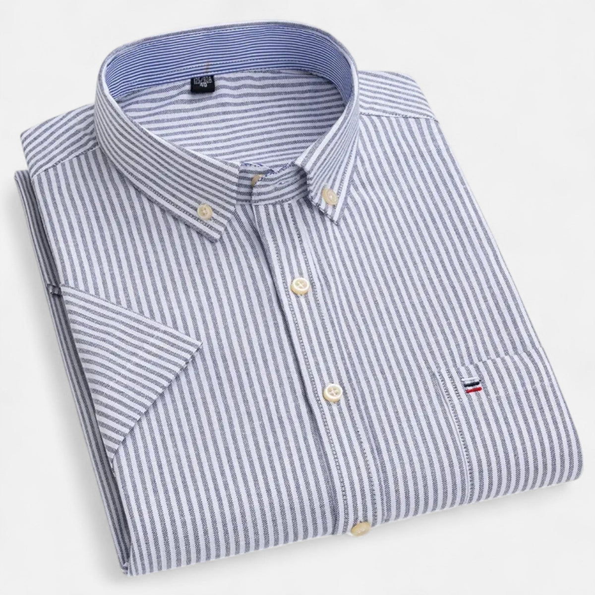 Men's Oxford Cotton Short-Sleeve Shirt with Pattern