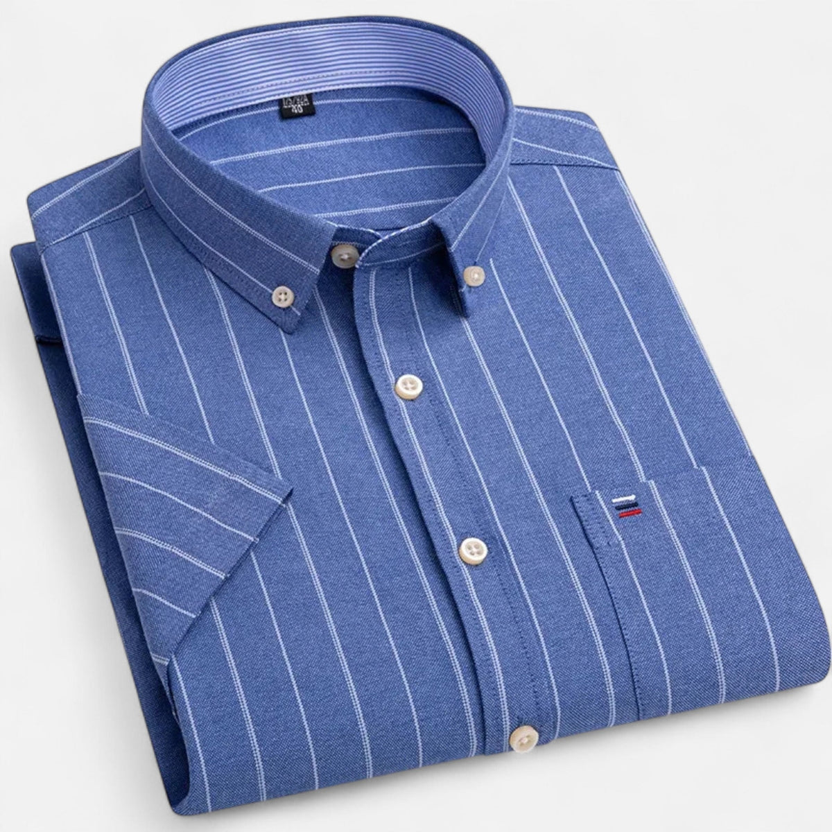Men's Oxford Cotton Short-Sleeve Shirt with Pattern