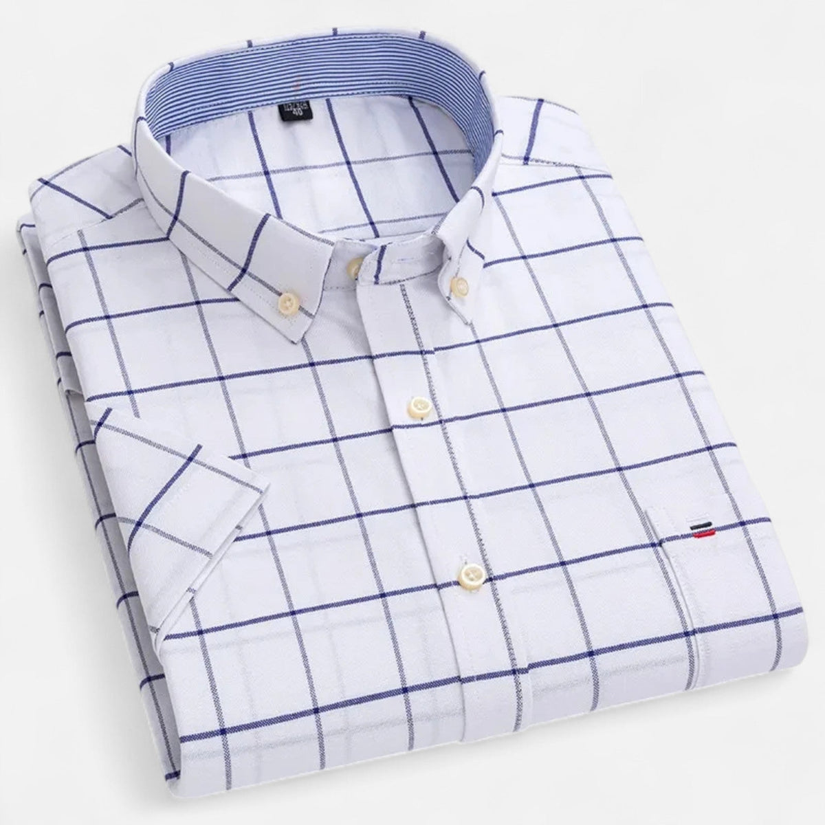 Men's Oxford Cotton Short-Sleeve Shirt with Pattern