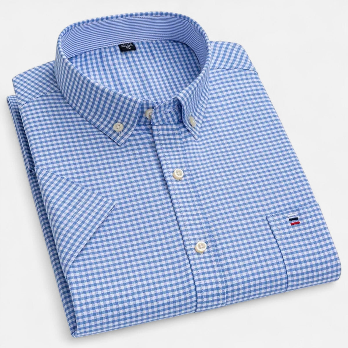 Men's Oxford Cotton Short-Sleeve Shirt with Pattern