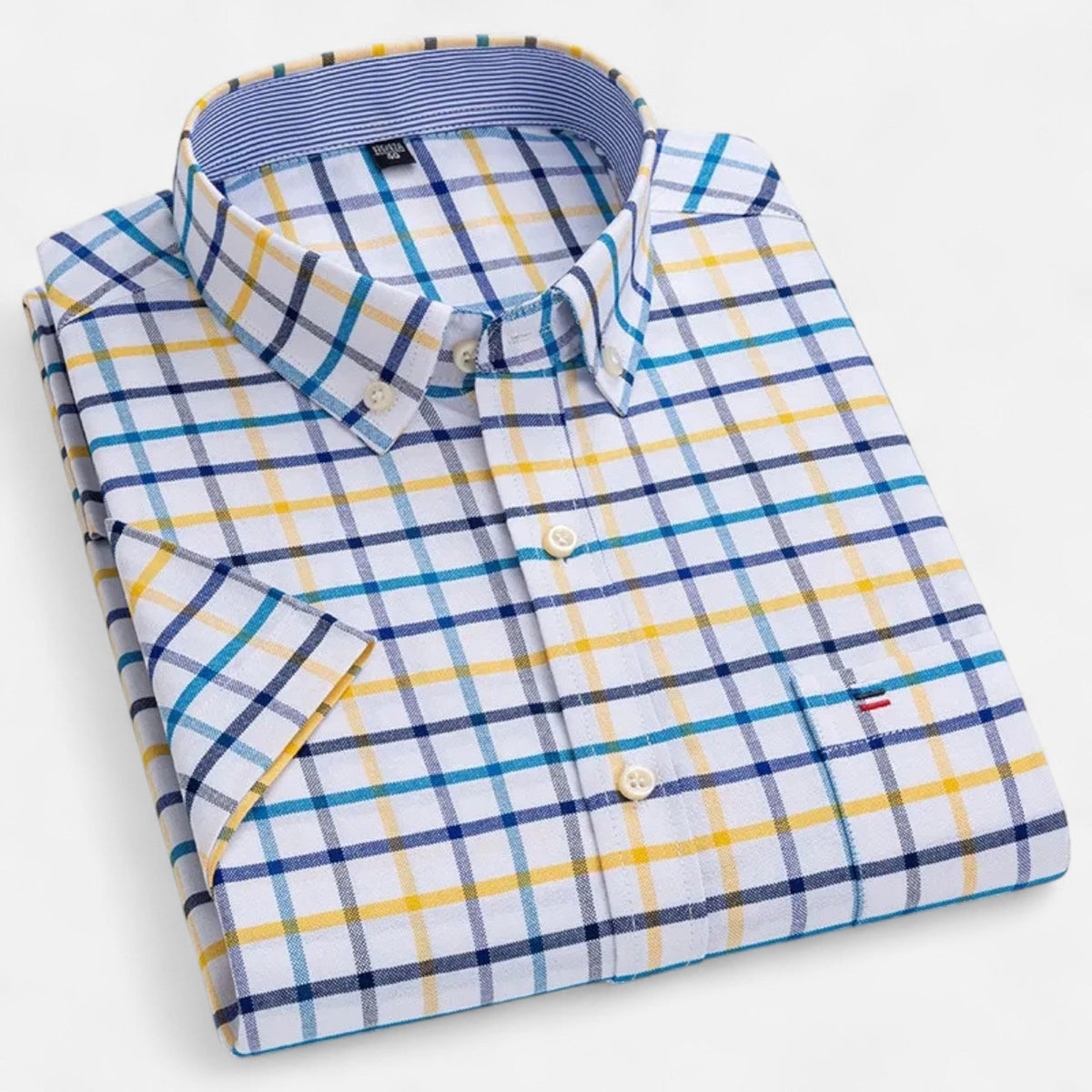 Men's Oxford Cotton Short-Sleeve Shirt with Pattern