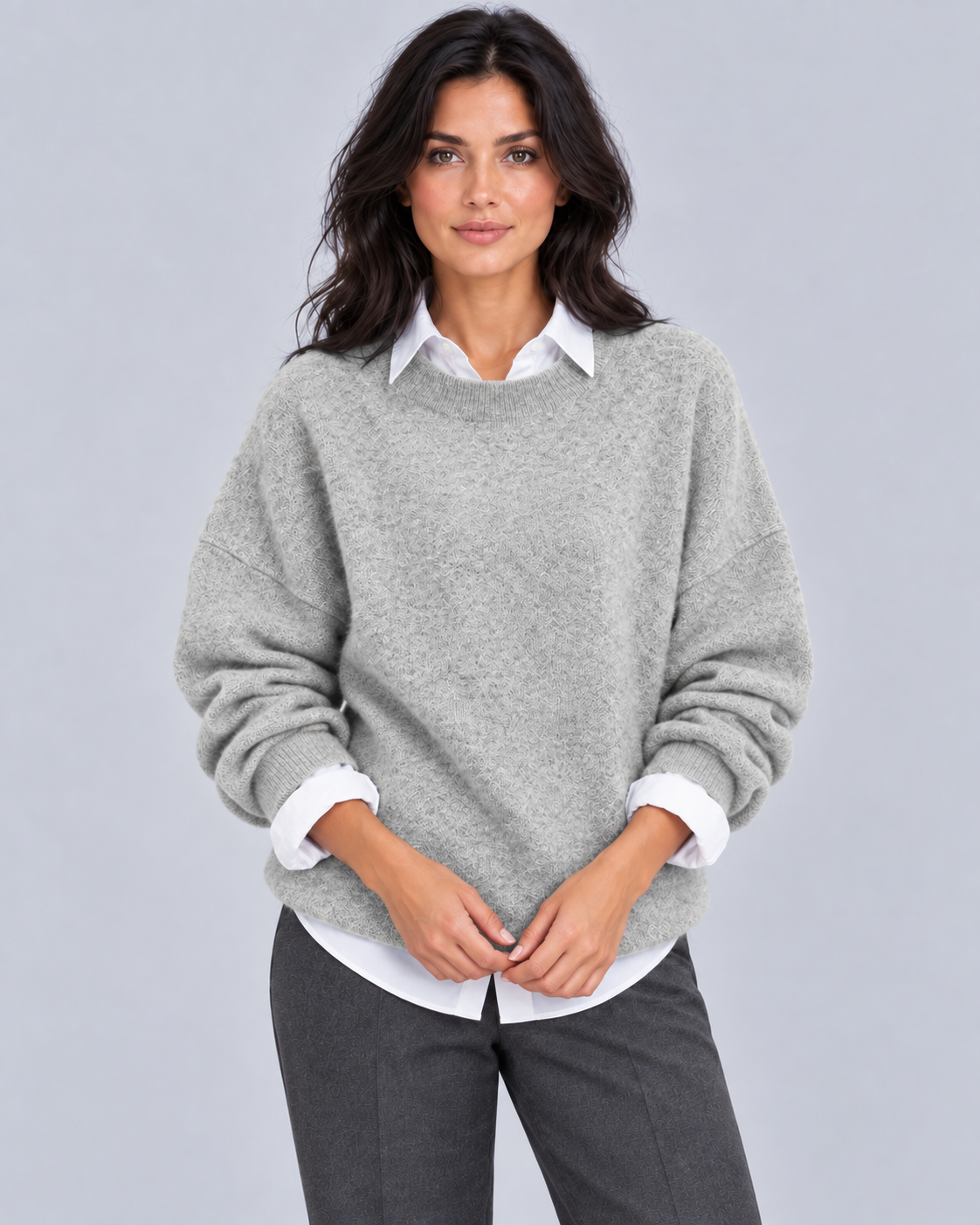 Women's 100% Cashmere Crew Neck Jumper | Oversized Fit Knitted Sweater