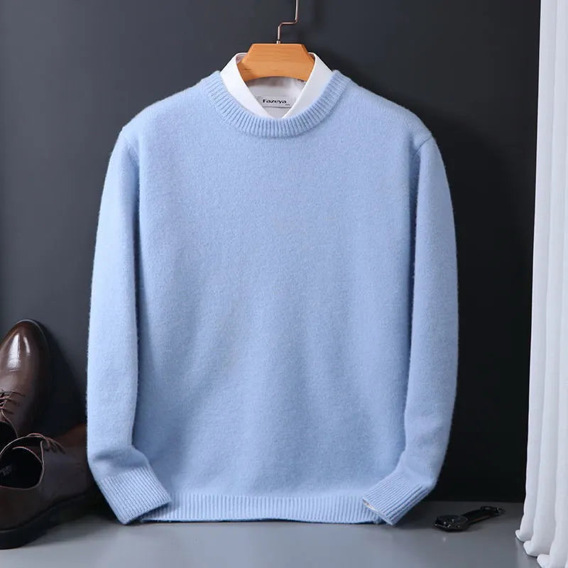 Men's Knitted Crew-Neck Jumper — Classic Pullover for Autumn & Winter