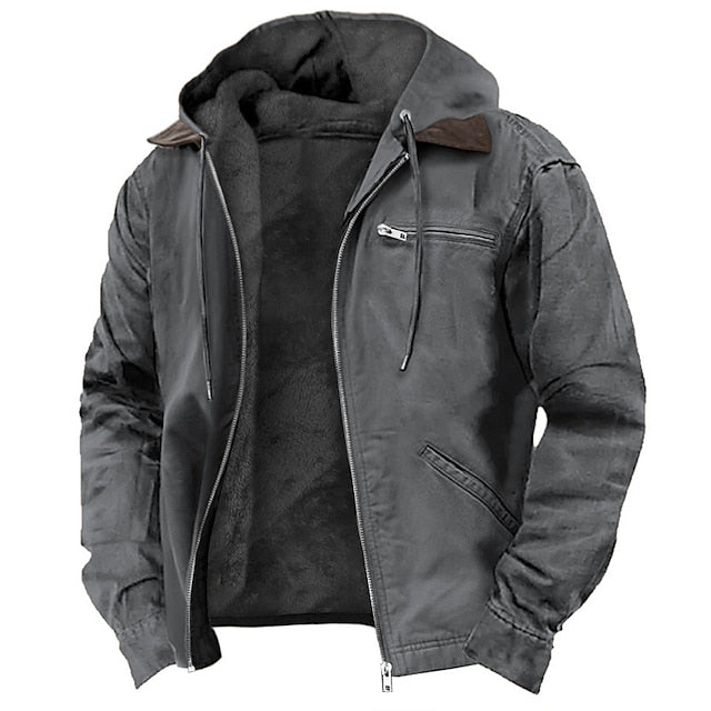 Men Quilted Parka Coat with Hood
