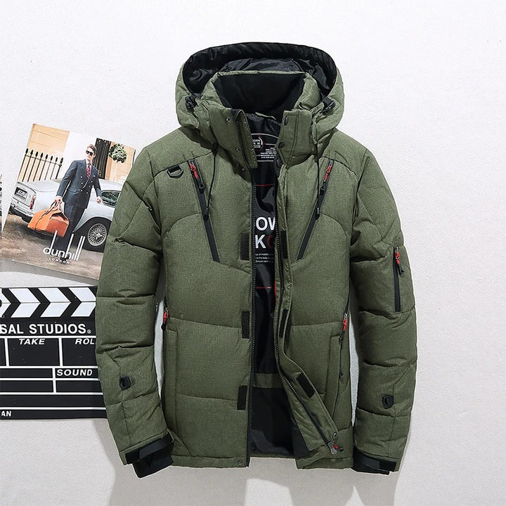 Men's Quilted Winter Parka — Detachable Hood & Multi-Pocket