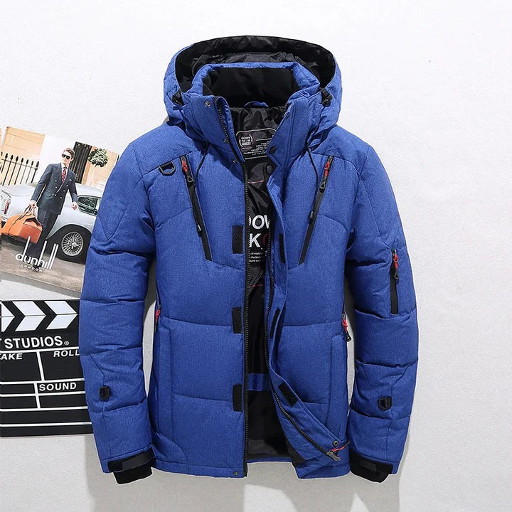 Men's Quilted Winter Parka — Detachable Hood & Multi-Pocket