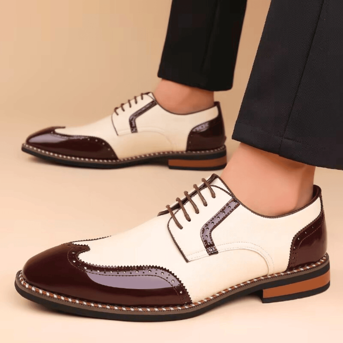 Men's Two-Tone Full-Grain Leather Oxford